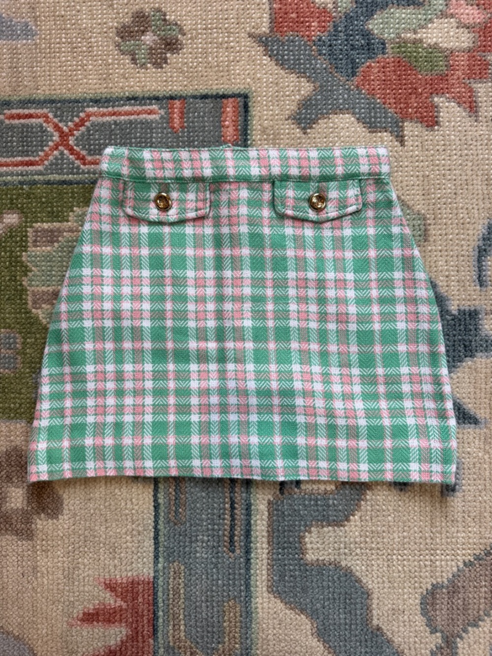 TBBC Green & Pink Plaid Skirt